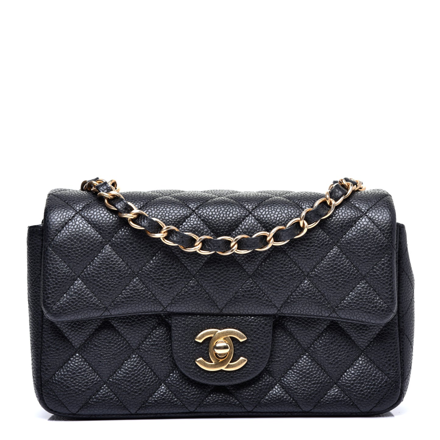 Metallic Caviar Quilted Mini Rectangular Flap Black