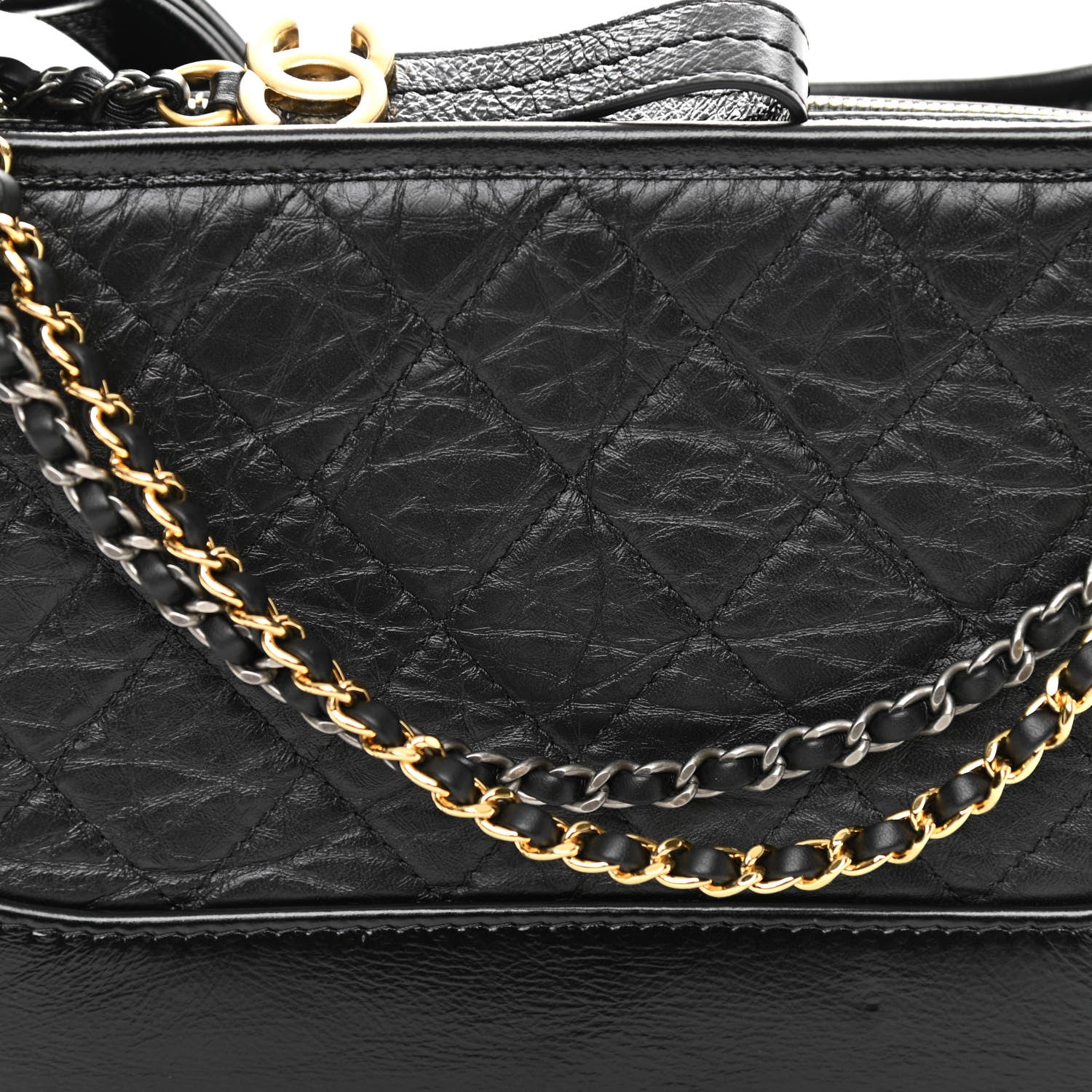 Chanel Aged Calfskin Quilted Medium Gabrielle Hobo Black 7 of 9