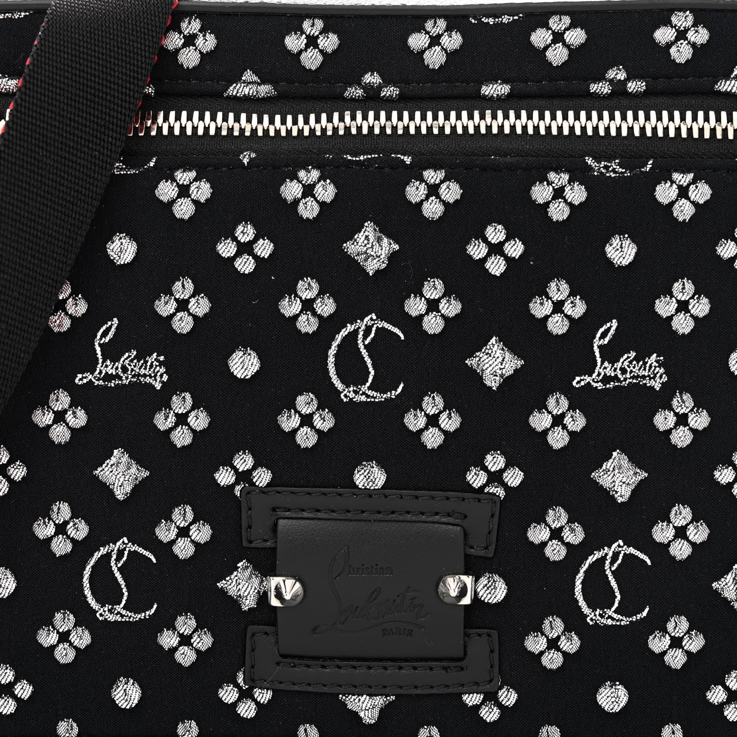 Christian Louboutin Canvas Calfskin Degrade Loubinthesky Kypipouch Messenger Bag Black Silver 7 of 9