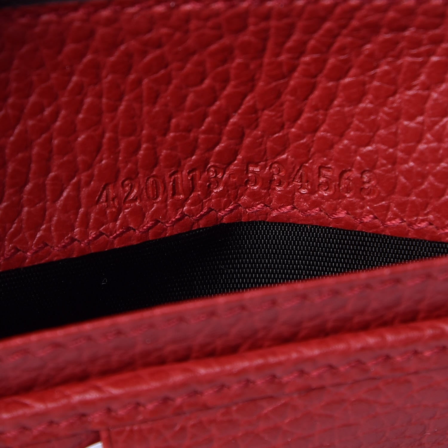 Gucci Monogram Dollar Calfskin Zip Around Compact Wallet Beige Ebony Rosso 7 of 8