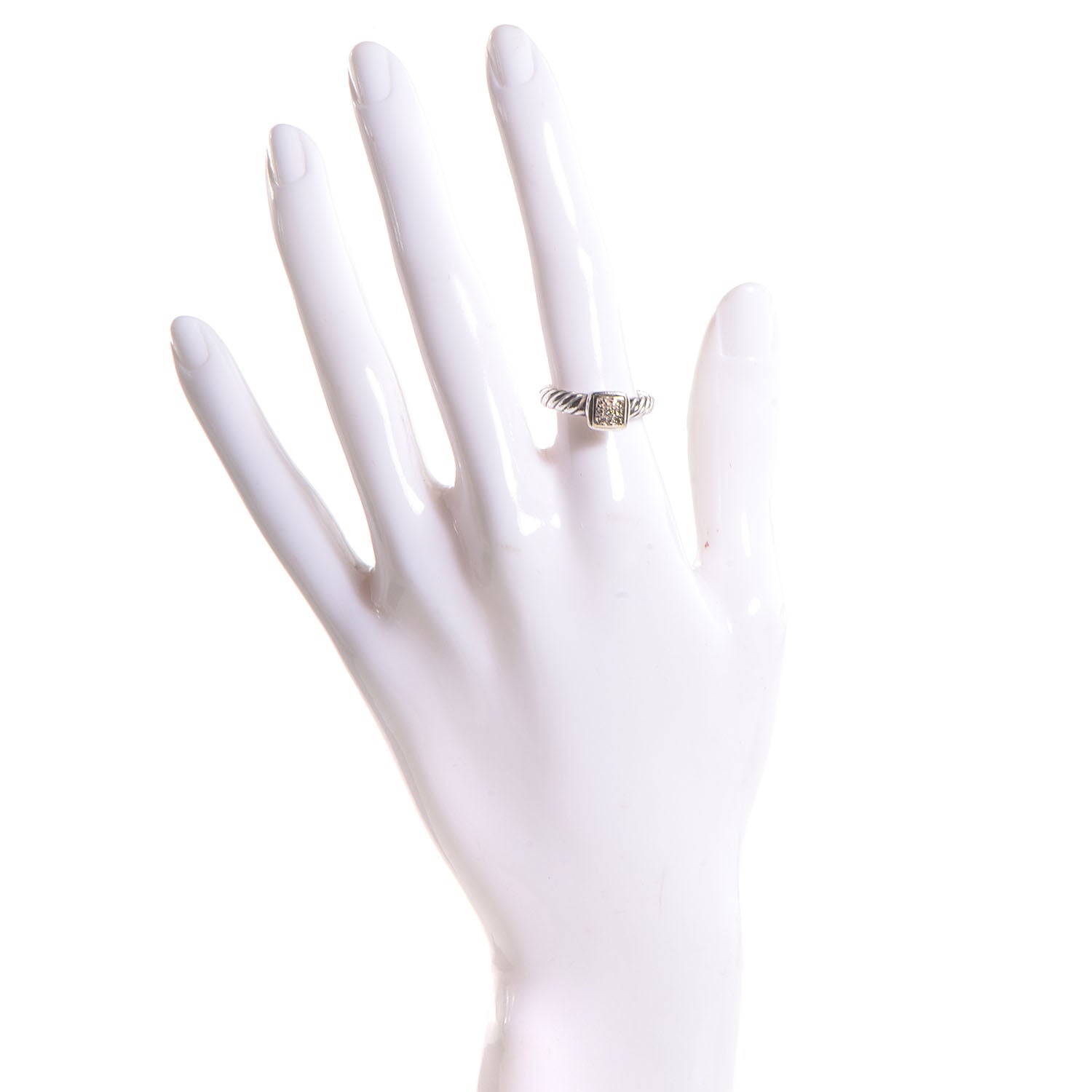 David Yurman Sterling Silver 18k Gold Cable Ring 5.5 2 of 7