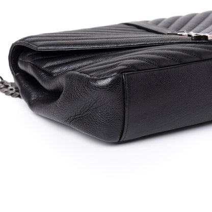 Saint Laurent Sheepskin Matelasse Chevron Monogram Large College Satchel Black 7 of 9