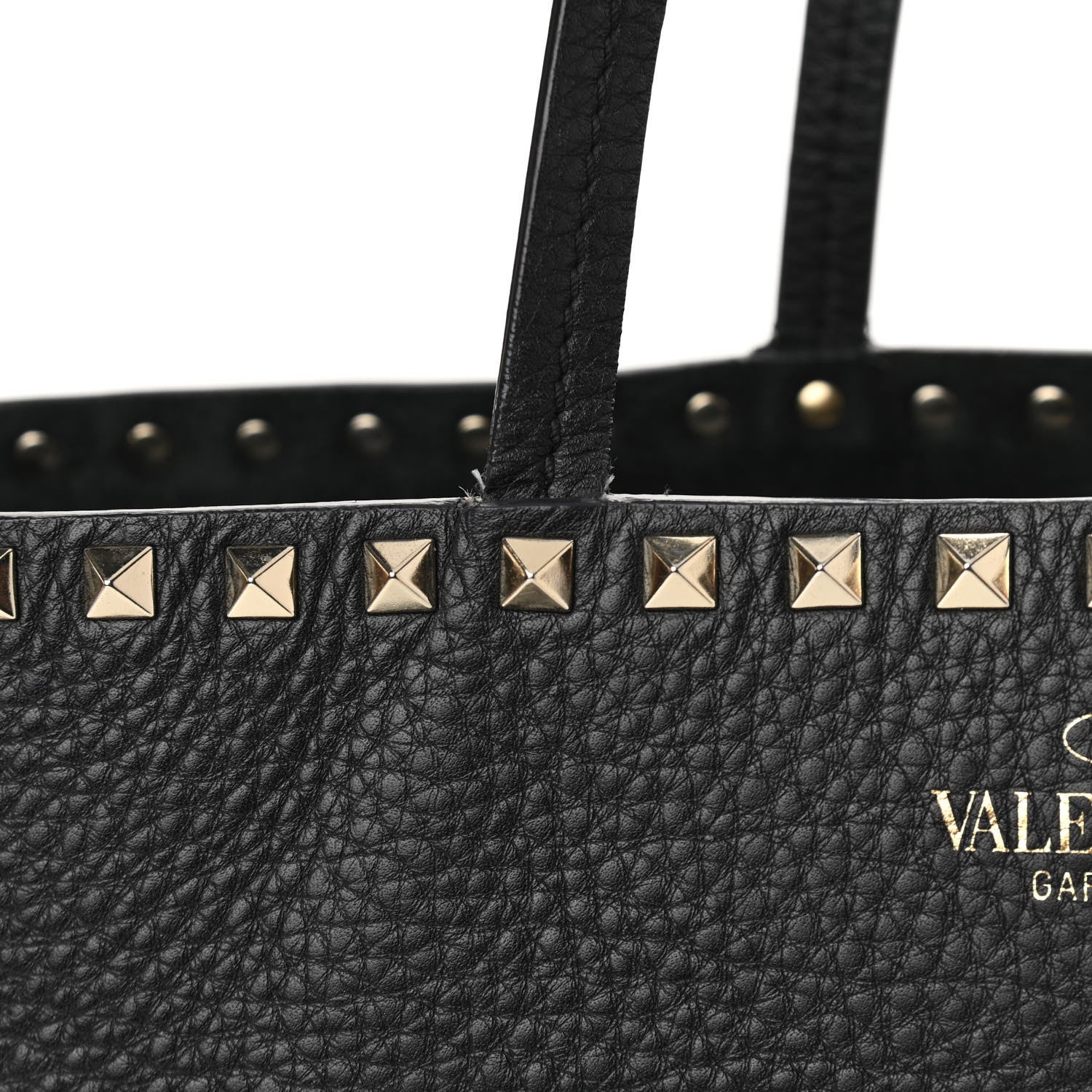 Valentino Garavani Grained Calfskin Rockstud Shoulder Tote Black 11 of 12