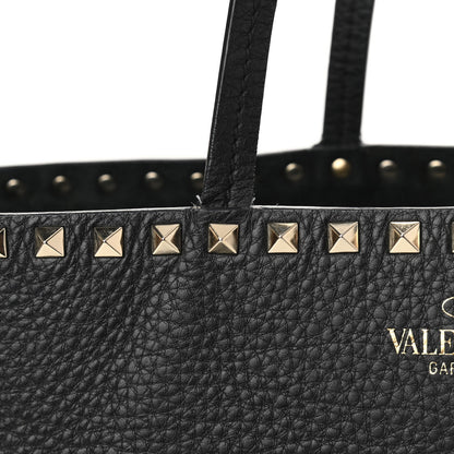 Valentino Garavani Grained Calfskin Rockstud Shoulder Tote Black 11 of 12