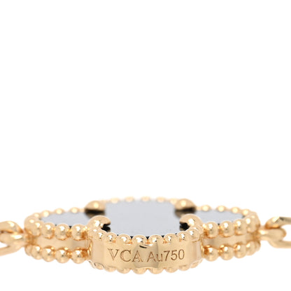 Van Cleef & Arpels 18K Yellow Gold Black Onyx 5 Motifs Vintage Alhambra Bracelet 3 of 4