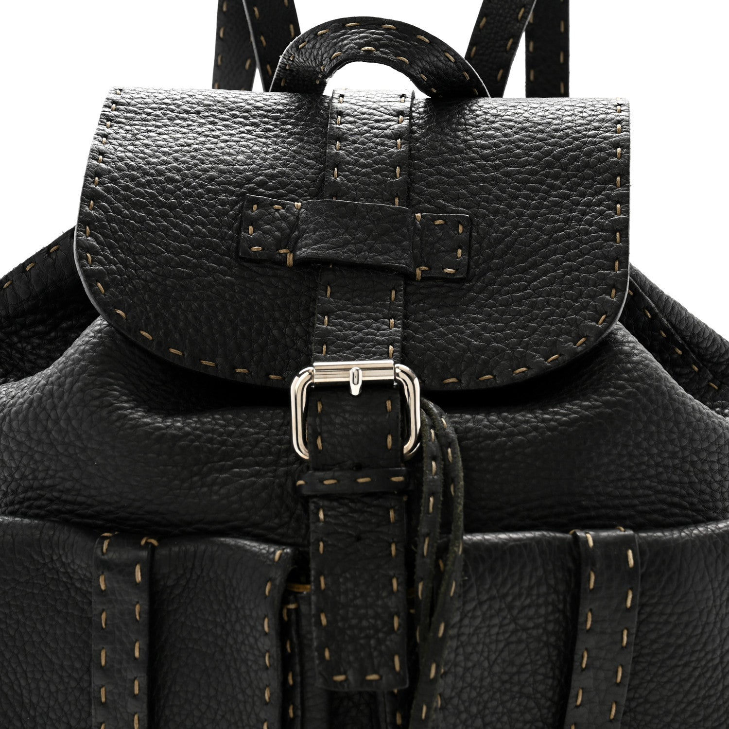 Fendi Calfskin Romano Selleria Backpack Black 7 of 13