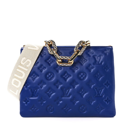 Louis Vuitton Lambskin Embossed Monogram Coussin PM H32 Smalt Blue 1 of 13