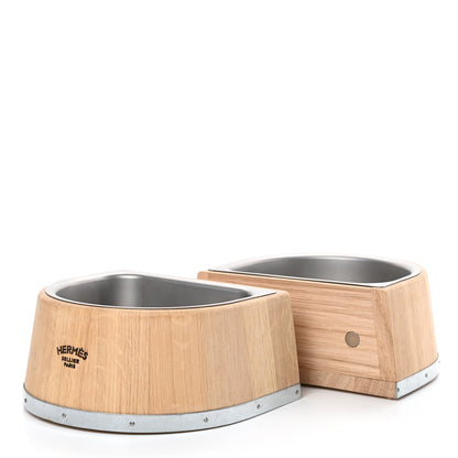 Hermes Oak Wood Large Chaine d'Ancre Dog Bowl Naturel 2 of 11