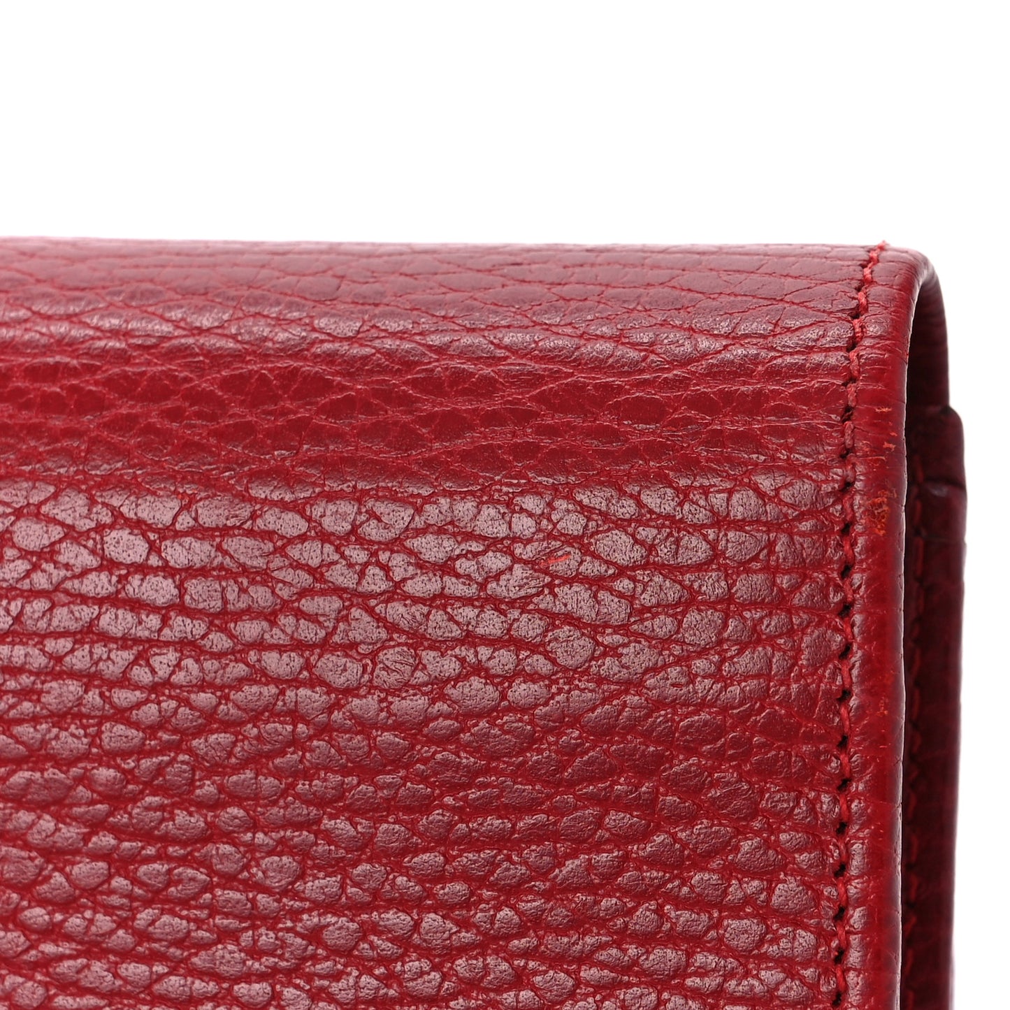 Dollar Calfskin GG Marmont Continental Wallet Hibiscus Red