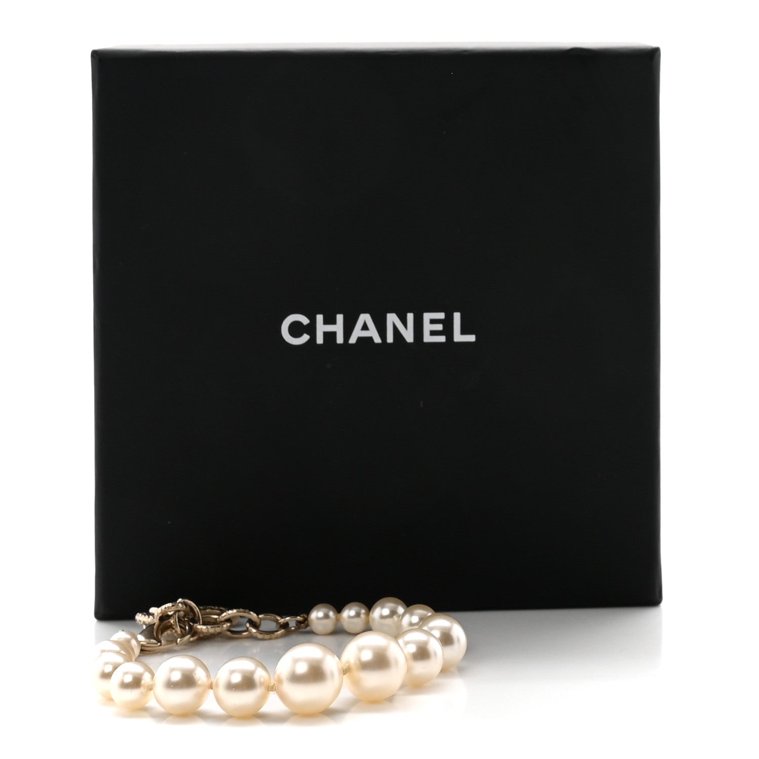 Chanel Graduated Pearl Crystal CC Bracelet Gold 5 of 5