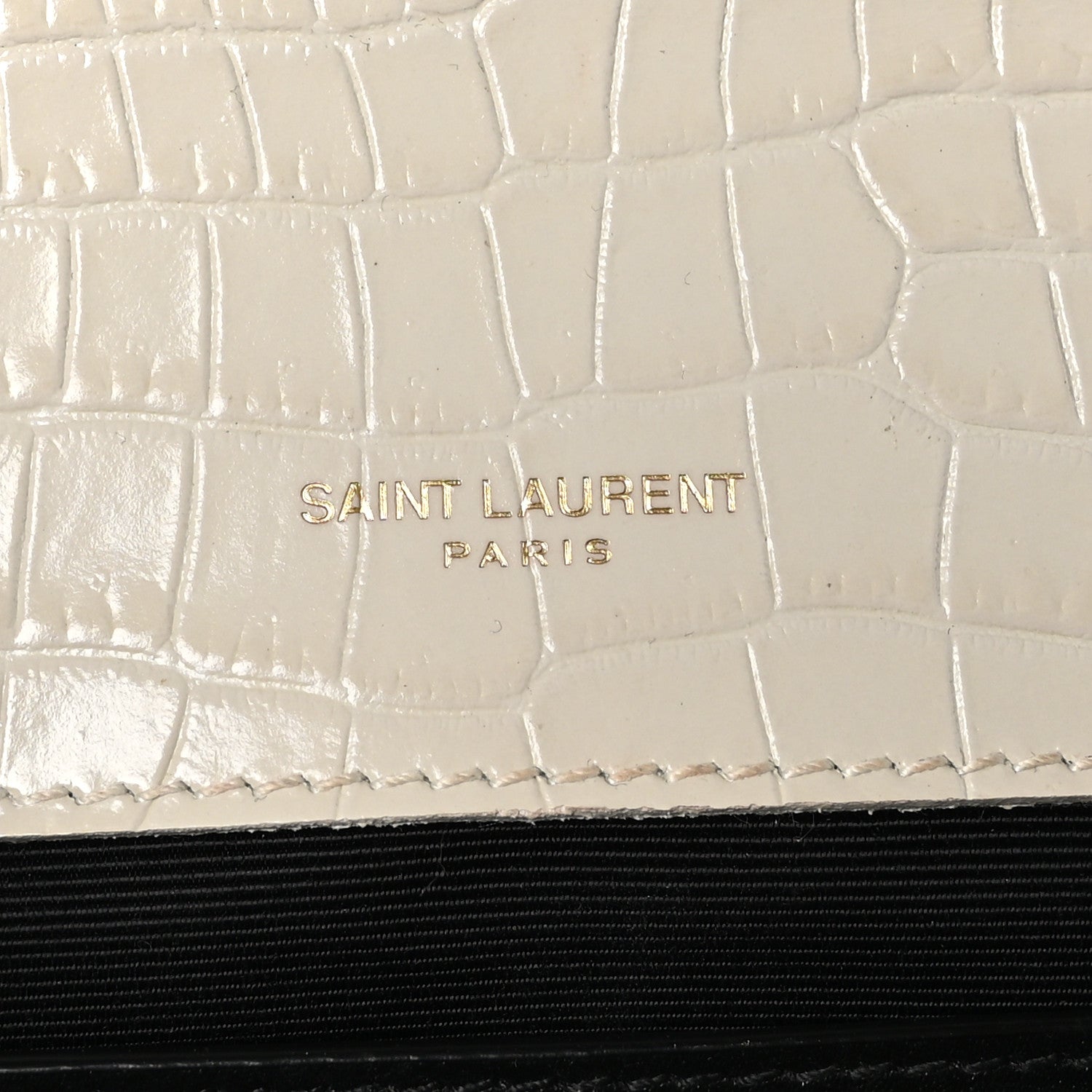 Saint Laurent Calfskin Crocodile Embossed Medium Classic Monogram Kate Tassel Satchel Crema Soft 6 of 9