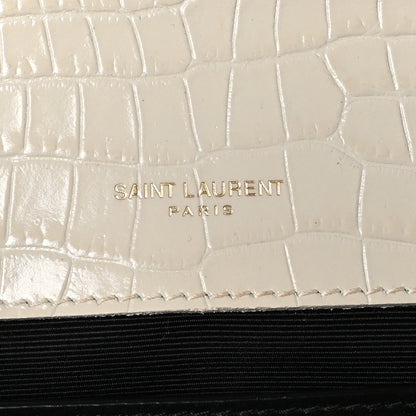 Saint Laurent Calfskin Crocodile Embossed Medium Classic Monogram Kate Tassel Satchel Crema Soft 6 of 9