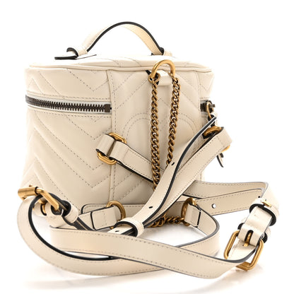 Gucci Calfskin Matelasse Mini GG Marmont Round Backpack White 3 of 10