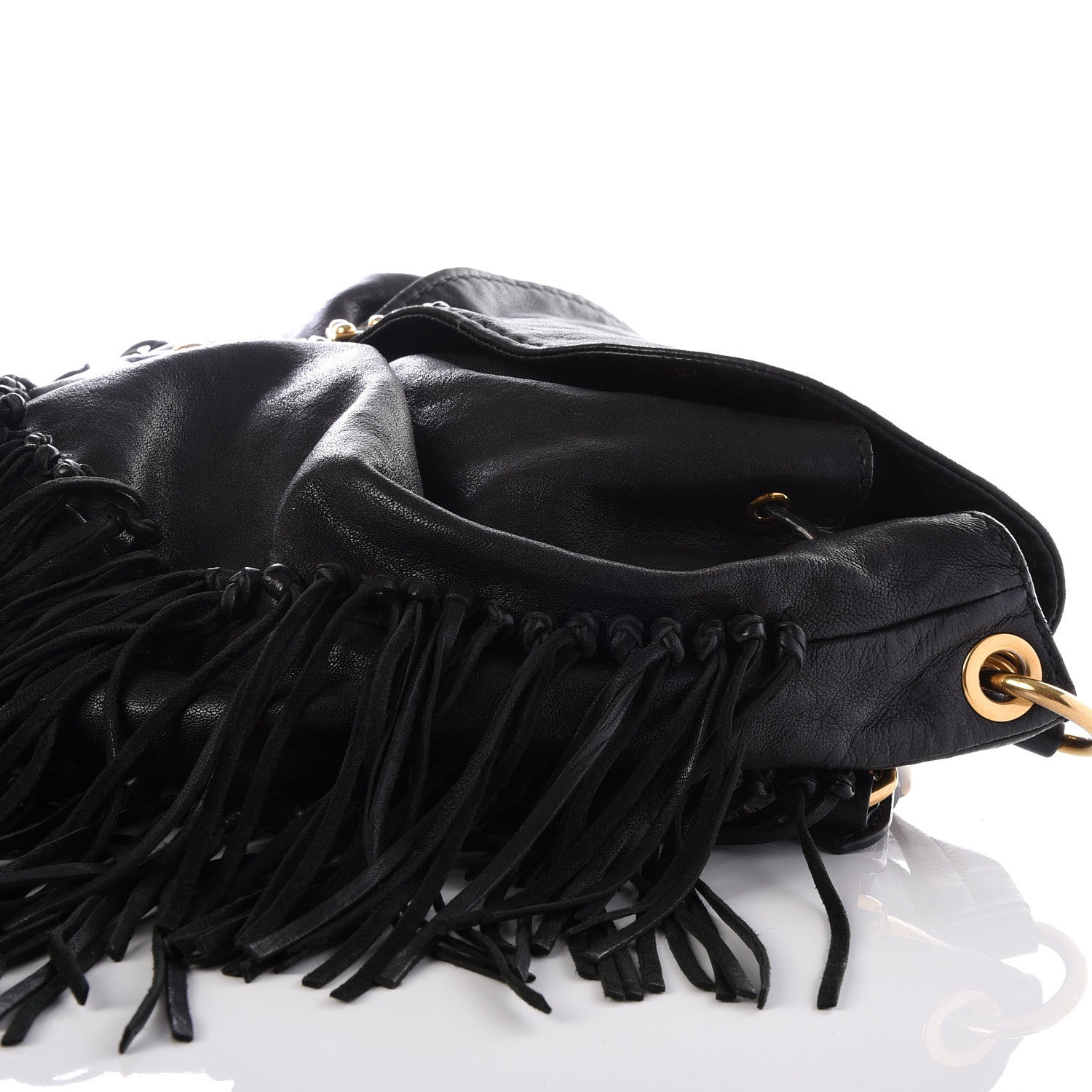 Miu Miu Nappa Fringe Hobo Black 9 of 19