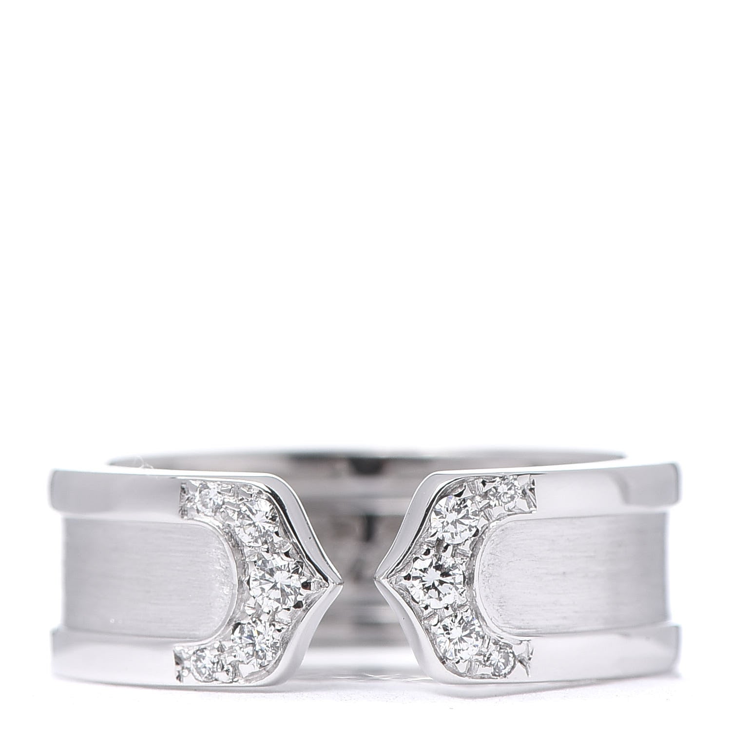 Cartier 18K White Gold Diamond 6.5mm Logo De Ring 50 5.25 1 of 5