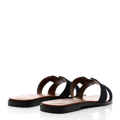 Hermes Denim Oran Sandals 38.5 Bleu Brut 4 of 9