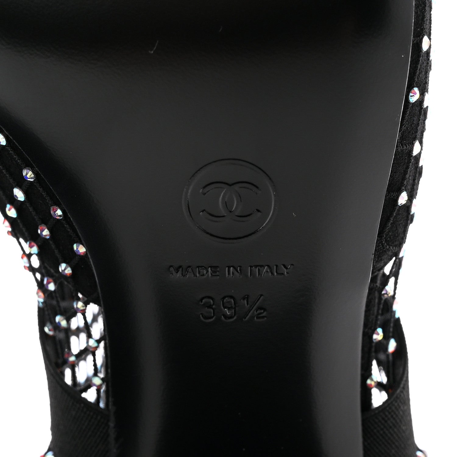 Chanel Resille Strass Kid Suede Patent Mary Jane Short Boots 39.5 Black 6 of 11