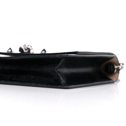 Alexander McQueen Calfskin Lizard Embossed Skull Crossbody Black 8 of 9