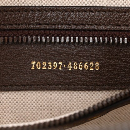 Gucci X ADIDAS Crystal Vintage Monogram Textured Dollar Calfskin Web Trefoil Logo Mini Bowling Bag Mid Natural Nut Off White New Acero 7 of 10