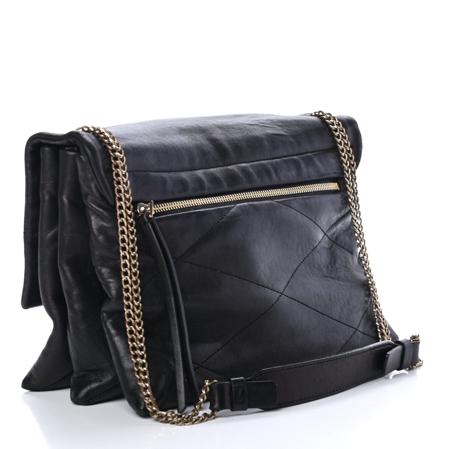 Lambskin Quilted Medium Sugar Flap Shoulder Bag Black