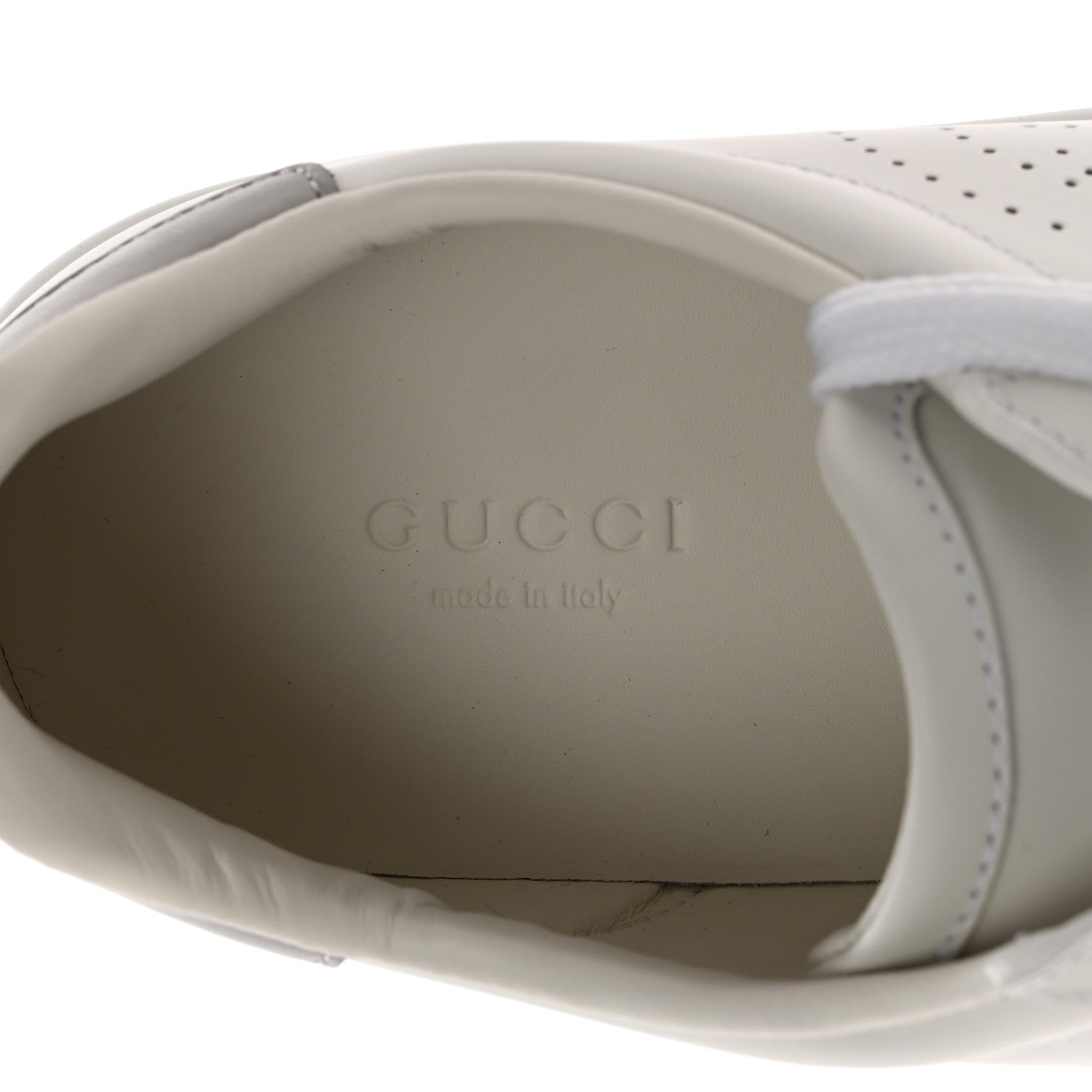 Gucci Calfskin Interlocking G Perforated Womens Ace Sneakers 37 White Grey Sky 8 of 12