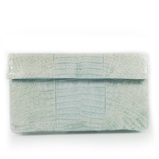 Nancy Gonzalez Crocodile Flap Clutch Seafoam 1 of 8