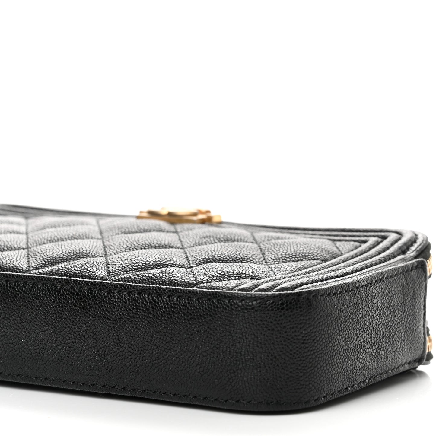 Caviar Quilted Small Boy Clutch With Chain Black