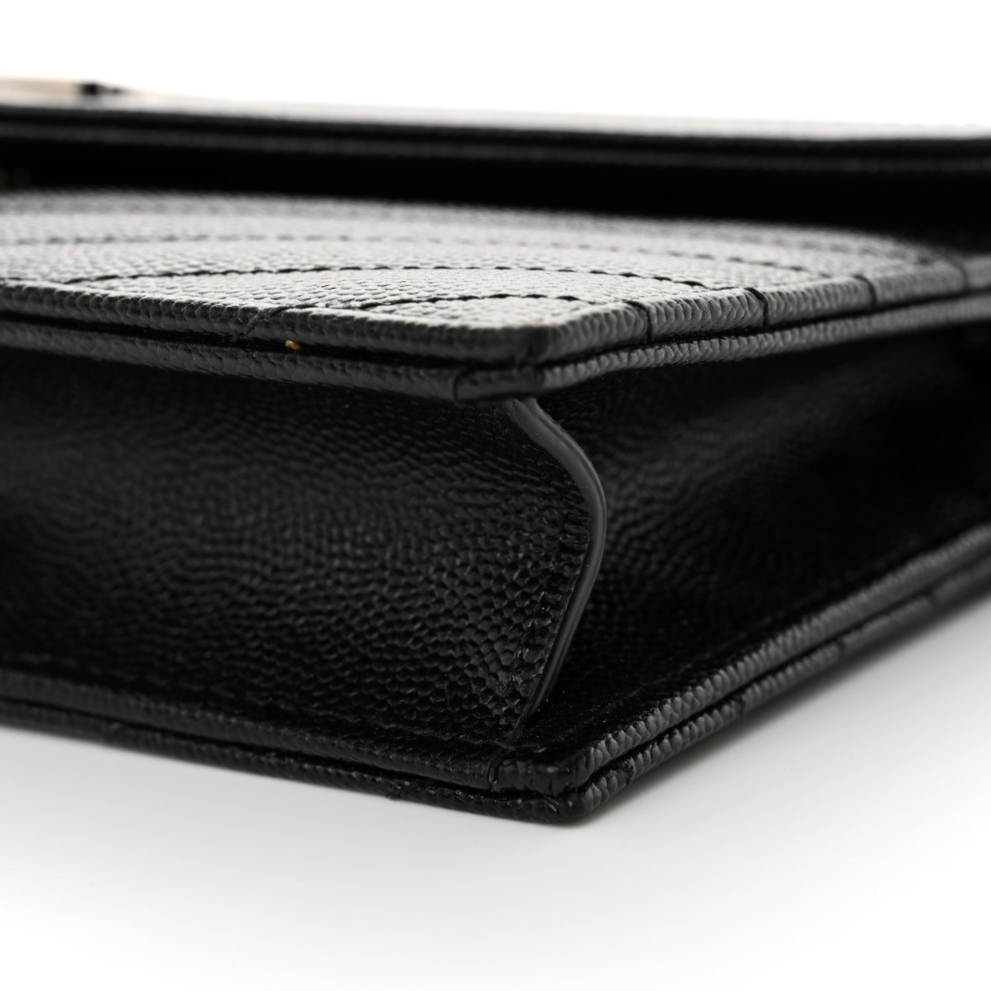 Grain De Poudre Matelasse Chevron Monogram Envelope Chain Wallet Black