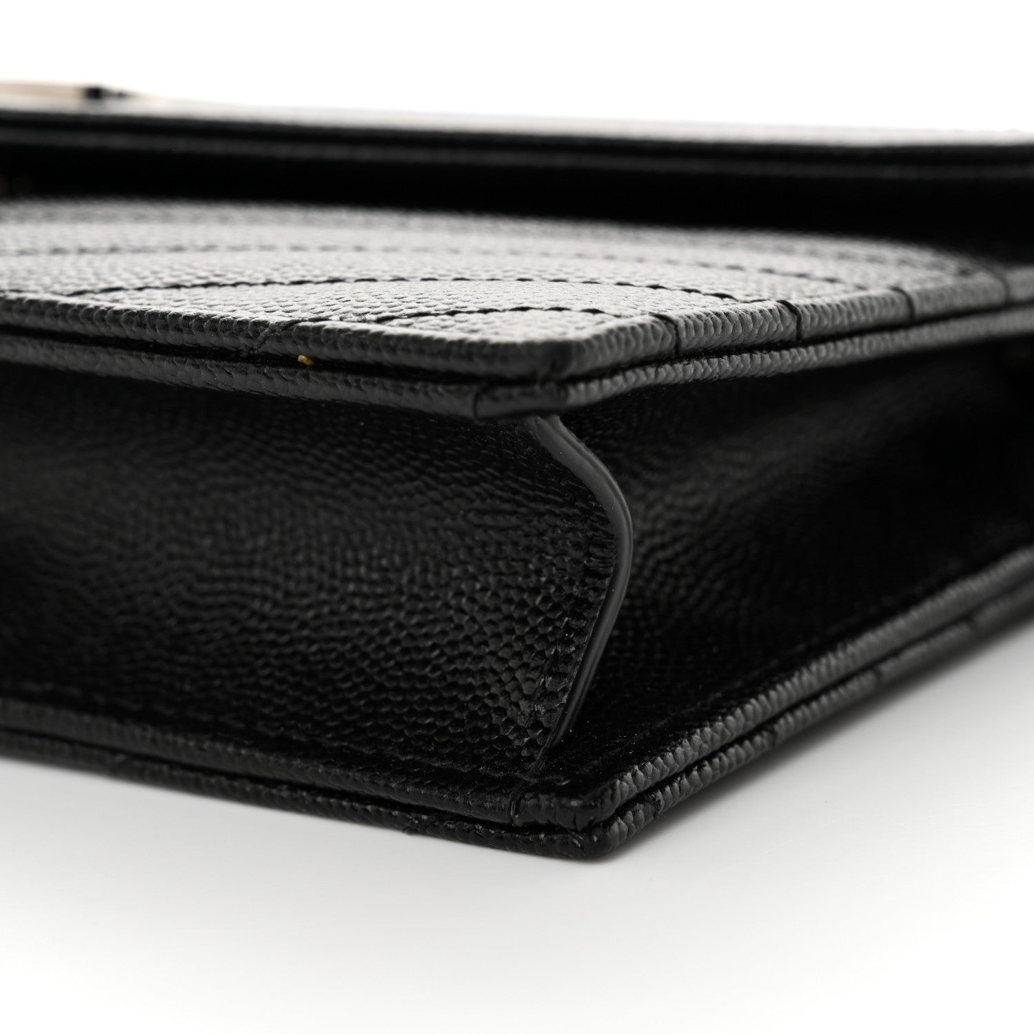 Saint Laurent Grain De Poudre Matelasse Chevron Monogram Envelope Chain Wallet Black 10 of 11