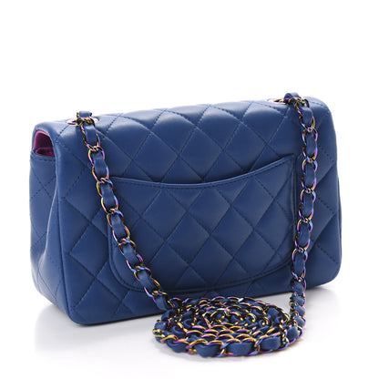 Chanel Lambskin Quilted Mini Rectangular Flap Blue Purple 3 of 11