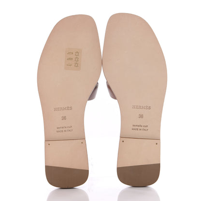 Hermes Box Calfskin Oran Sandals 36 Gold 6 of 11