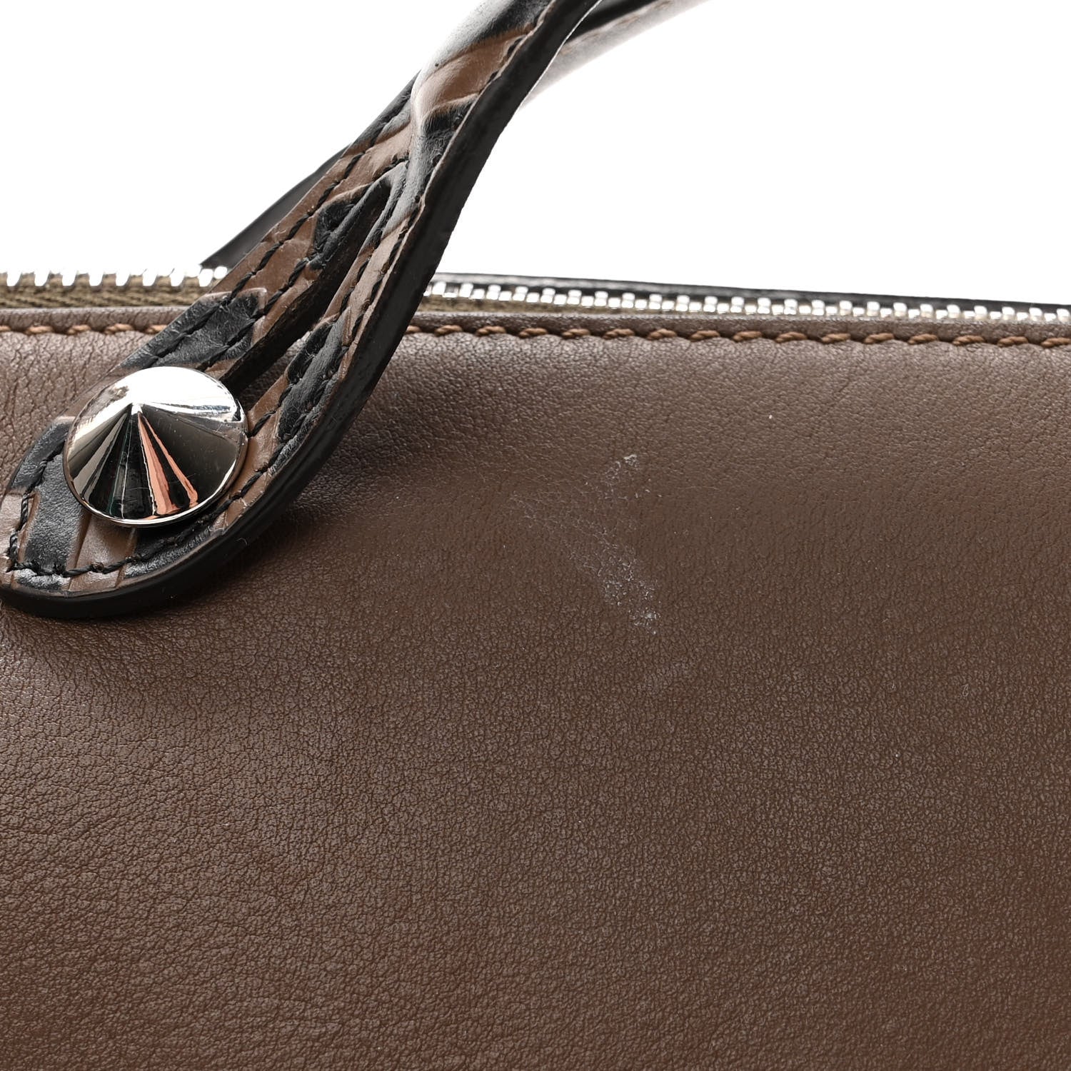 Fendi Vitello Dolce Bi-Color FF 1974 Embossed Medium By The Way Boston Bag Maya Black 12 of 13
