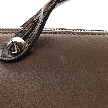 Fendi Vitello Dolce Bi-Color FF 1974 Embossed Medium By The Way Boston Bag Maya Black 12 of 13