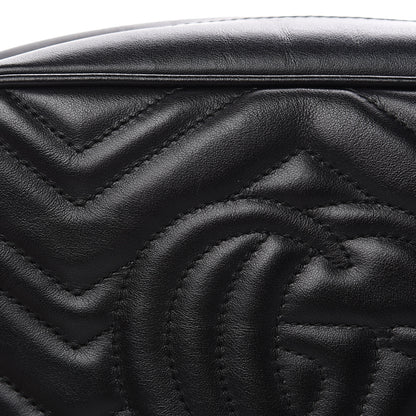Gucci Calfskin Matelasse Small GG Marmont Chain Shoulder Bag Black 11 of 13