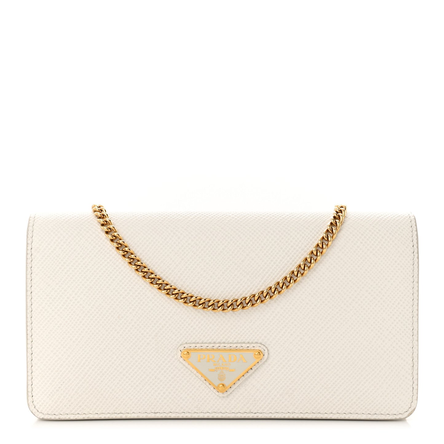 Saffiano Cuir Chain Wallet White