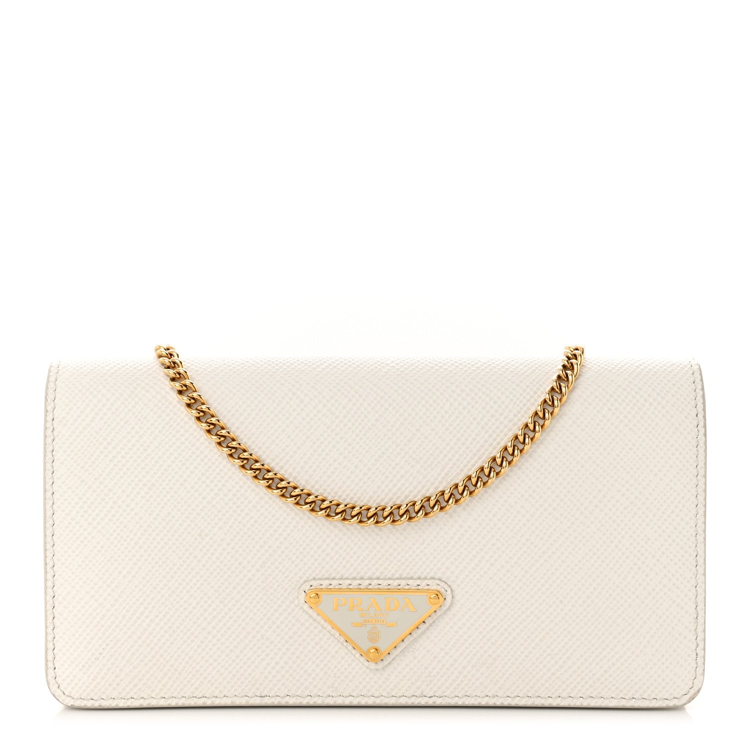 Prada Saffiano Cuir Chain Wallet White 1 of 12
