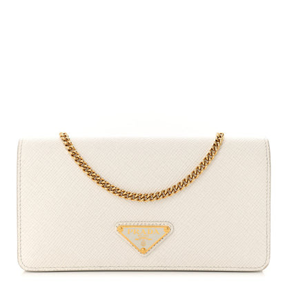 Prada Saffiano Cuir Chain Wallet White 1 of 12