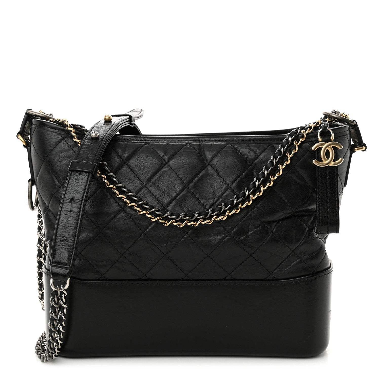 Chanel Aged Calfskin Quilted Medium Gabrielle Hobo Black 1 of 13