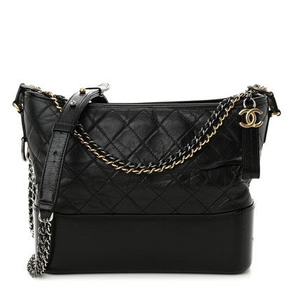 Chanel Aged Calfskin Quilted Medium Gabrielle Hobo Black 1 of 13