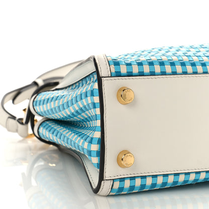 Fendi Vitello Woven Medium Peekaboo Iconic Essentially Satchel Blue 8 of 10