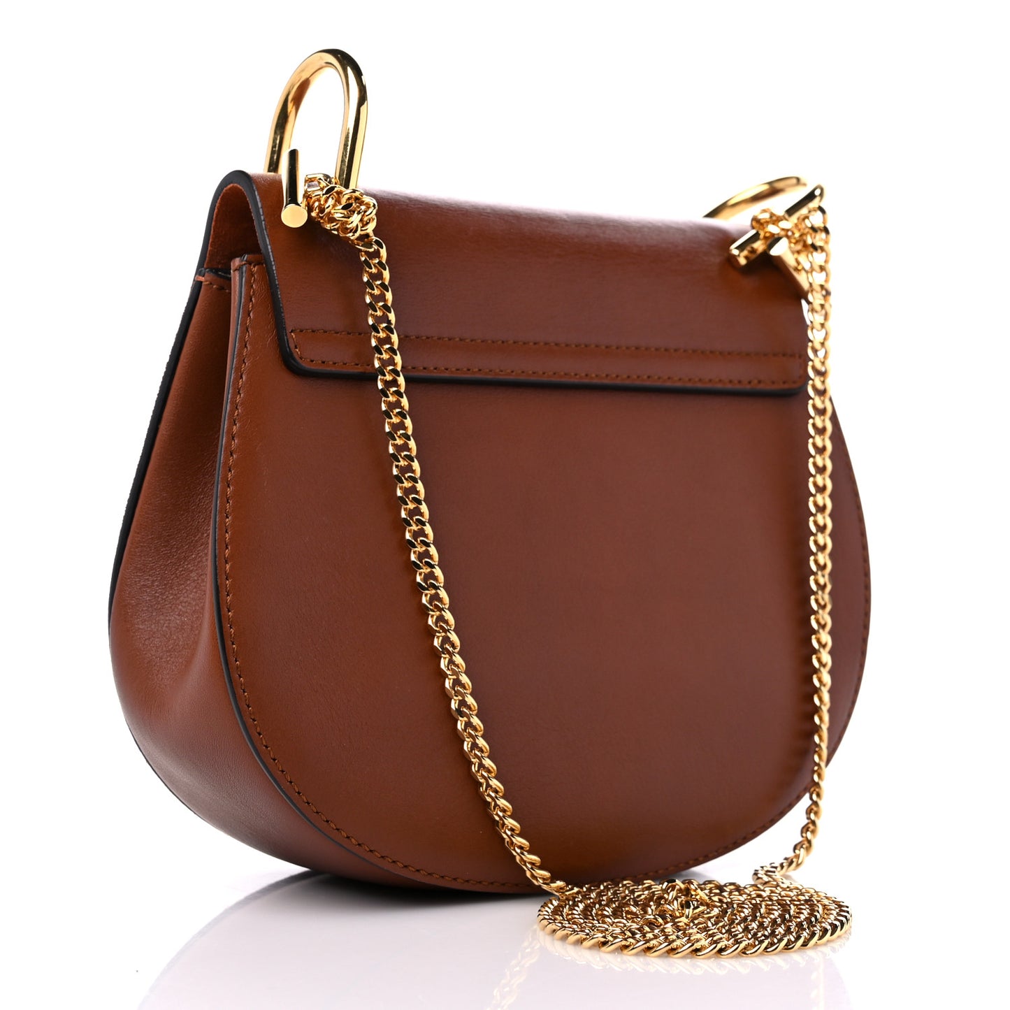 Suede Smooth Calfskin Drew Shoulder Bag Classic Tobacco
