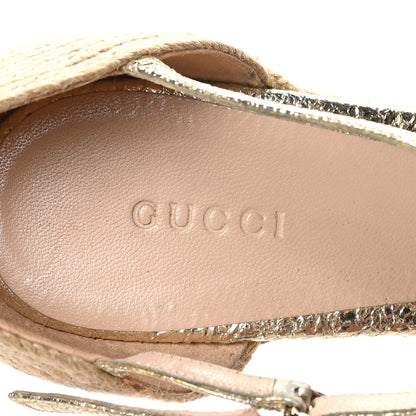 Gucci Galassia Horsebit Platform Espadrille Wedge Sandals 39 Platino 8 of 9