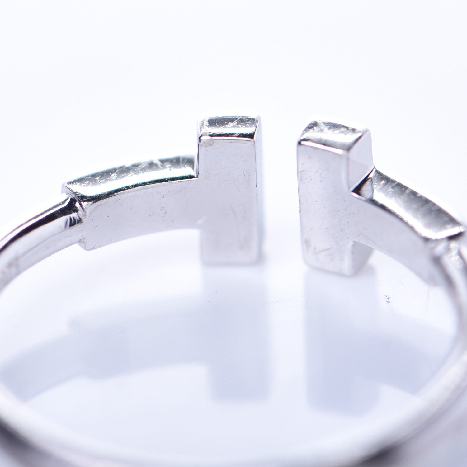 Tiffany 18K White Gold Diamond T Wire Ring 50 5.5 5 of 5