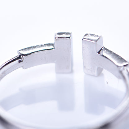Tiffany 18K White Gold Diamond T Wire Ring 50 5.5 5 of 5