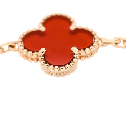 Van Cleef & Arpels 18K Yellow Gold Carnelian 5 Motifs Vintage Alhambra Bracelet 4 of 6