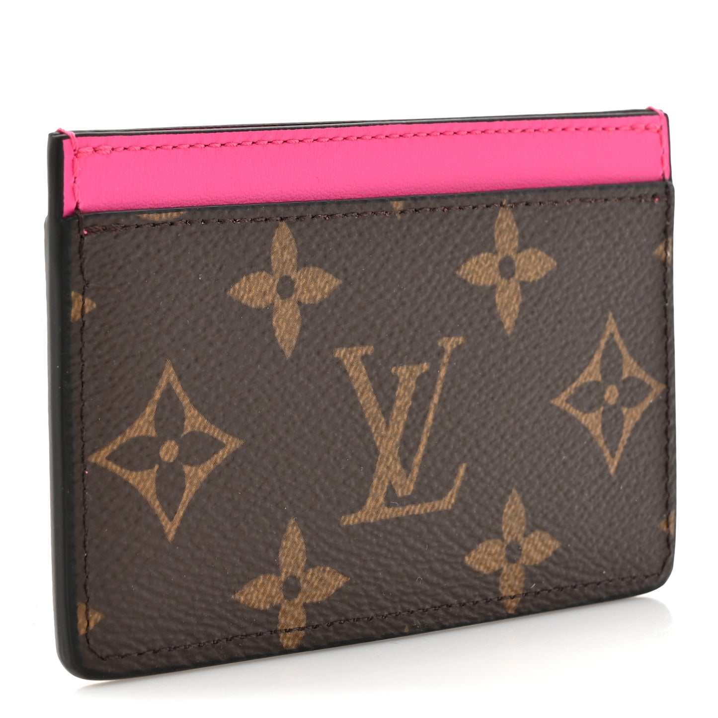 Monogram Macassar Card Holder PM Fuchsia