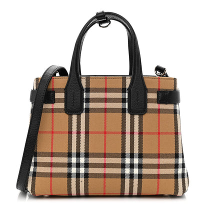 Burberry Goatskin Vintage Check Small Banner Tote Black 1 of 11