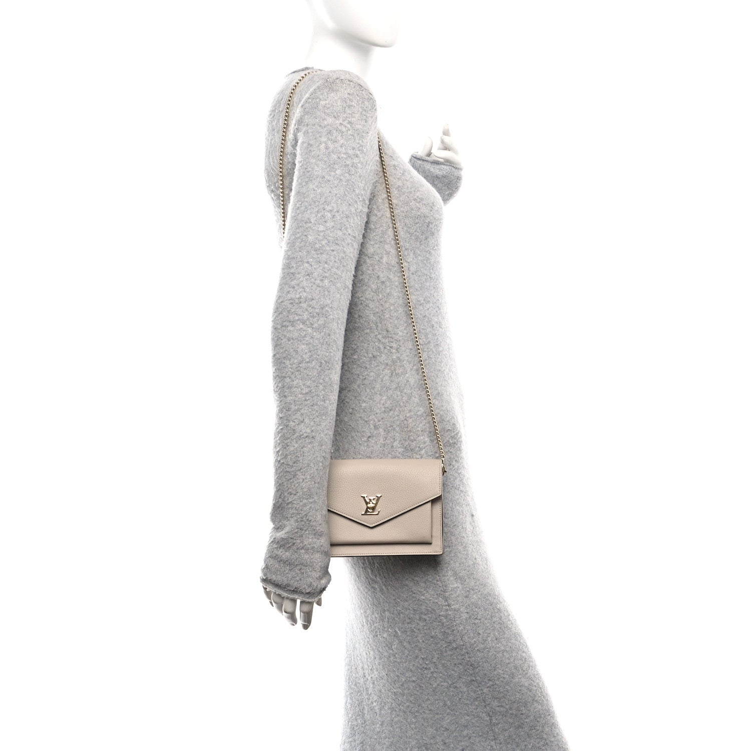 Louis Vuitton Soft Calfskin My Lockme Chain Pochette Greige 2 of 10