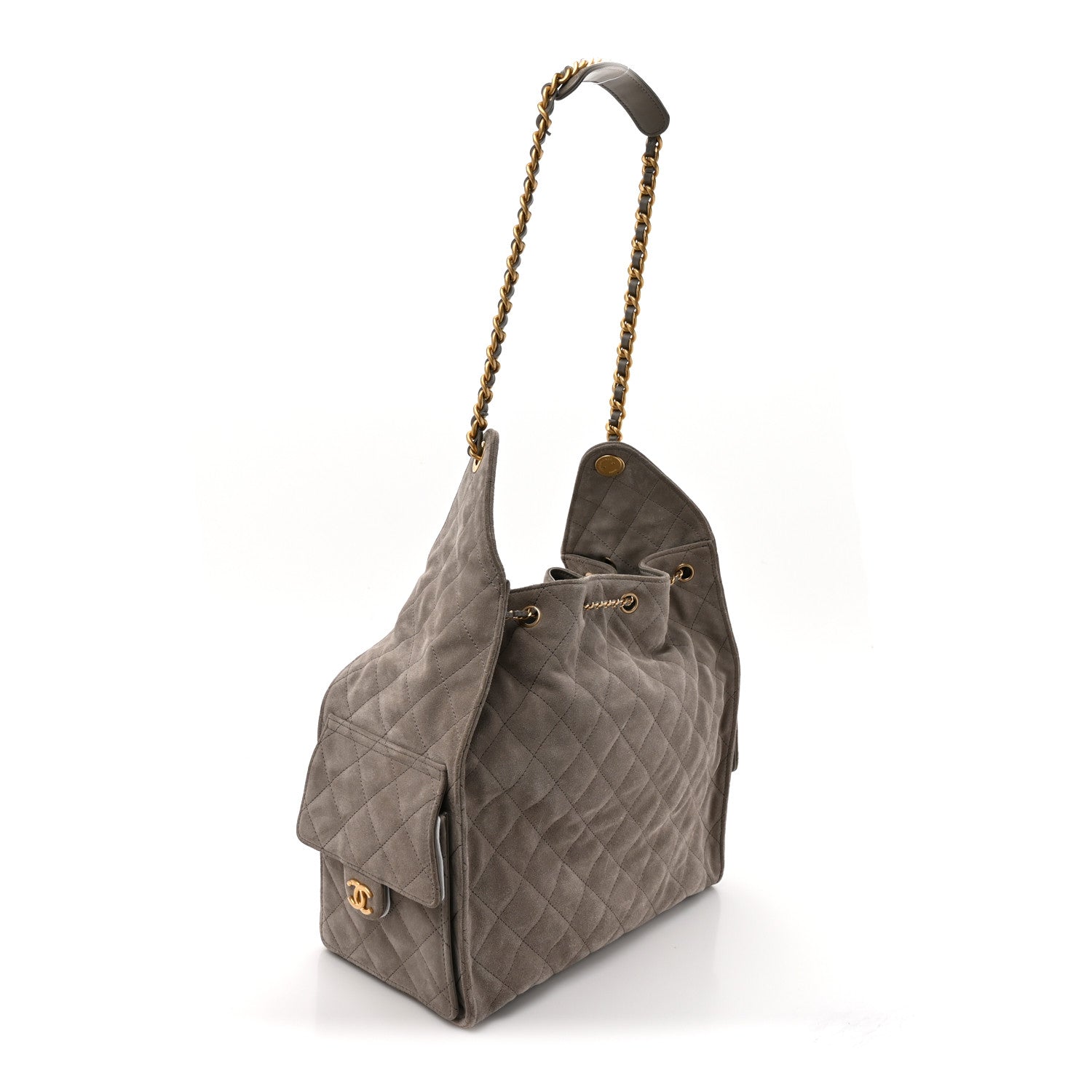 Chanel Suede Quilted Medium Chanel 25 Handbag Dark Grey 3 of 10