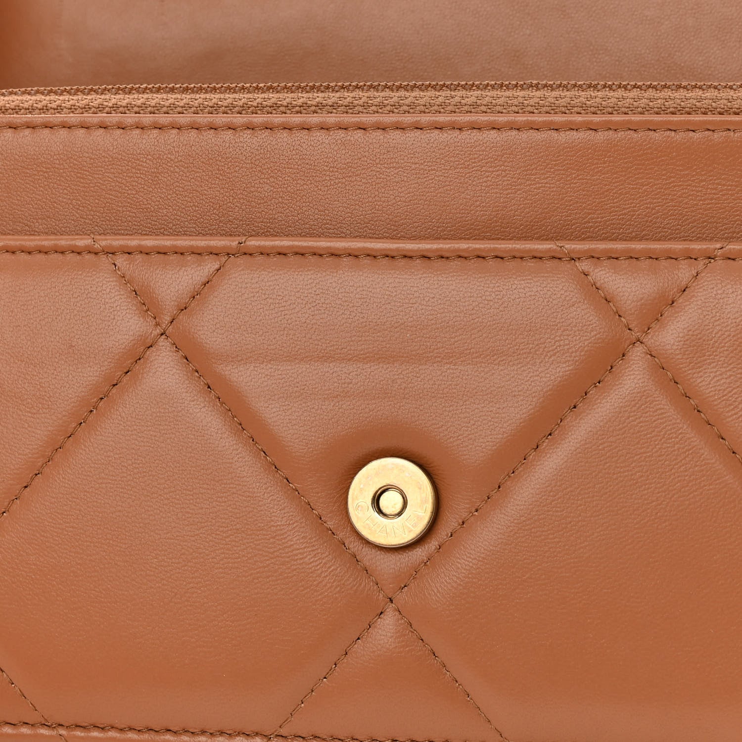 Chanel Lambskin Quilted Chanel 19 Wallet On Chain WOC Brown 12 of 13